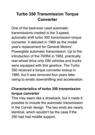 turbo 350 transmission torque converter