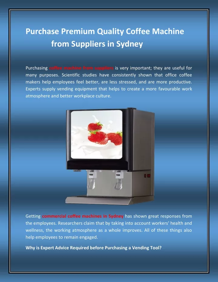 PPT Purchase Premium Quality Coffee Machine from Suppliers in Sydney
