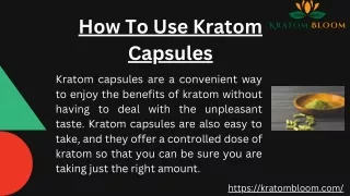 how to use kratom capsules