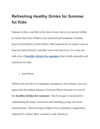Refreshing Healthy Drinks for Summer for Kids