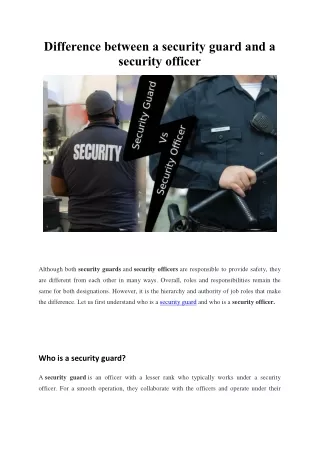 Difference between a security guard and a security officer