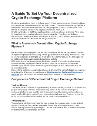 a guide to set up your decentralized crypto