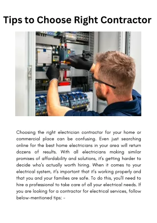 TIPS TO CHOOSE RIGHT CONTRACTOR