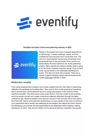 Eventify-event app and platform