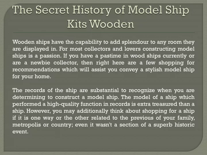 the secret history of model ship kits wooden