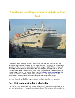 5 andaman local experiences to include in your