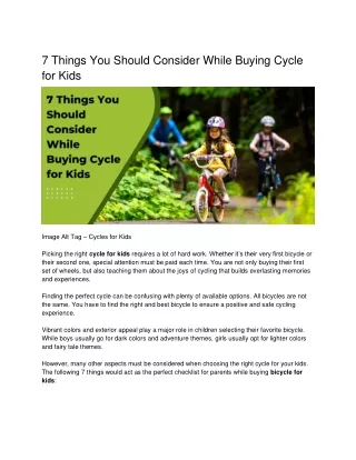 7 Things You Should Consider While Buying Cycle for Kids