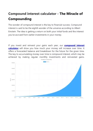 compound interest calculator the miracle