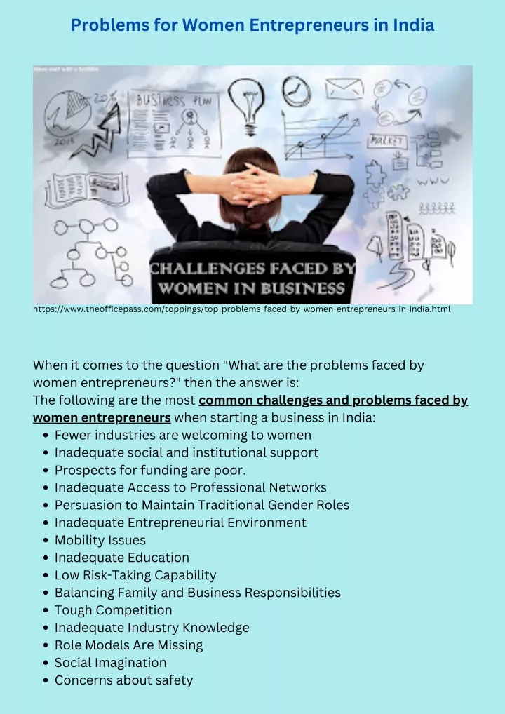 problems for women entrepreneurs in india