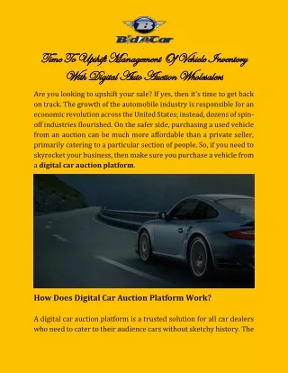 Best Digital Car Auction Platform Online | BidACar