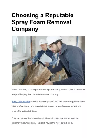 choosing a reputable spray foam removal company
