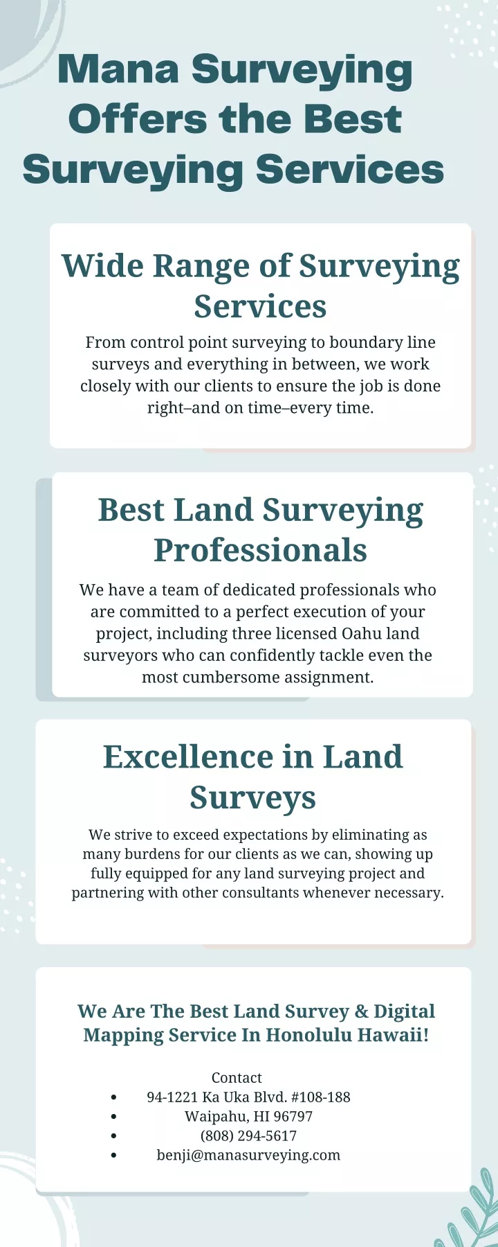 mana surveying offers the best surveying services