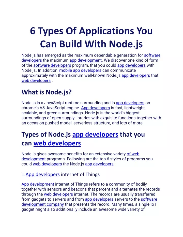 6 types of applications you can build with node js