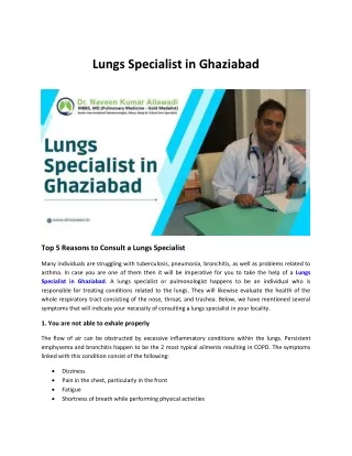 Lungs Specialist in Ghaziabad