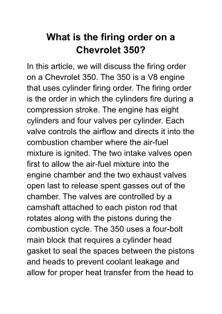 What is the firing order on a Chevrolet 350