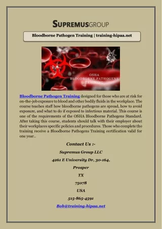 Bloodborne Pathogen Training | training-hipaa.net