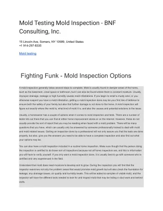 Mold Testing Mold Inspection - BNF Consulting, Inc
