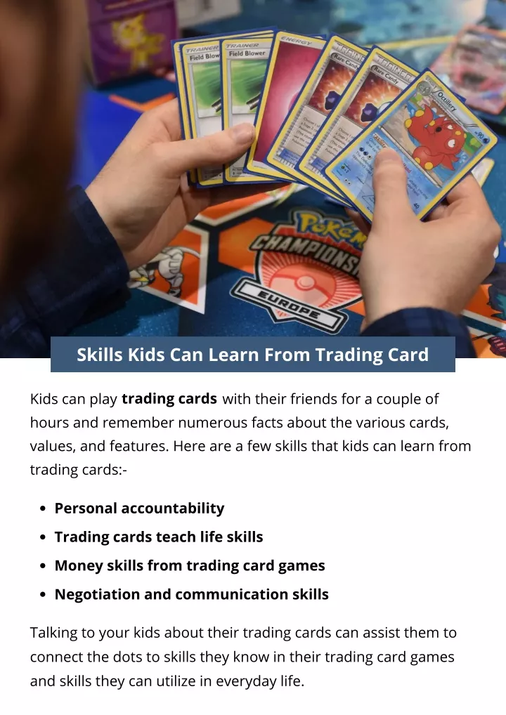 skills kids can learn from trading card