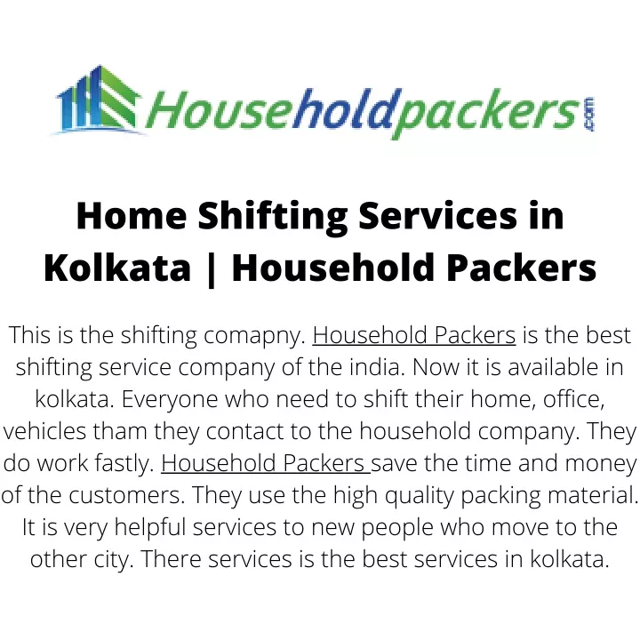 home shifting services in kolkata household
