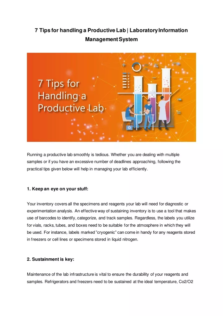 7 tips for handling a productive lab laboratory