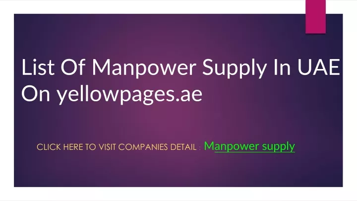 list of manpower supply in uae on yellowpages ae