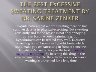 The Best Excessive Sweating Treatment By Dr. Sabine Zenker
