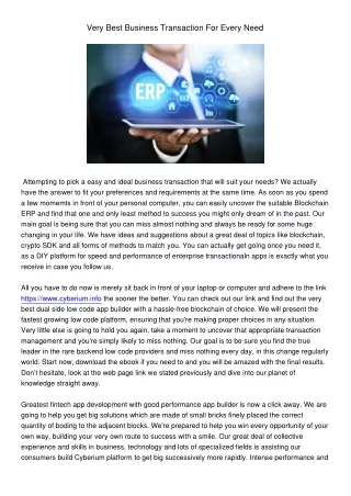 very best business transaction for every need