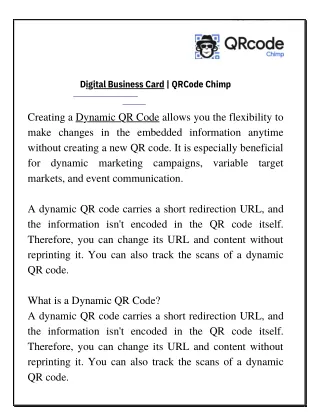 Dynamic QR Code  | QR CODE CHIMP