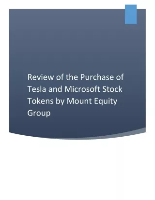 Review of the Purchase of Tesla and Microsoft Stock Tokens by Mount Equity Group