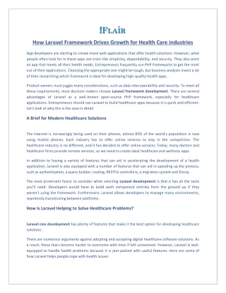 How Laravel Framework Drives Growth for Health Care industries