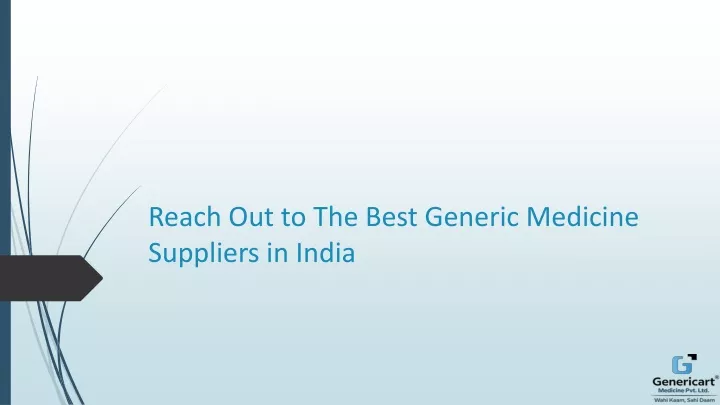 reach out to the best generic medicine suppliers in india