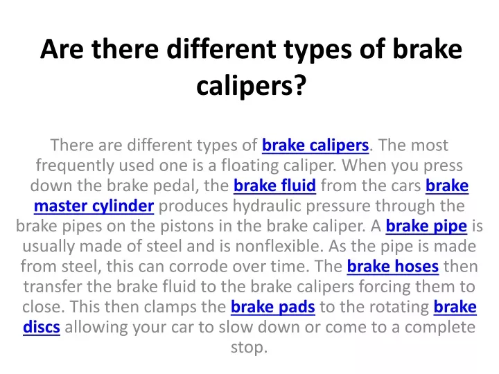 are there different types of brake calipers