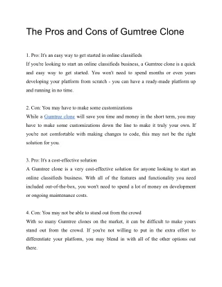 the pros and cons of gumtree clone