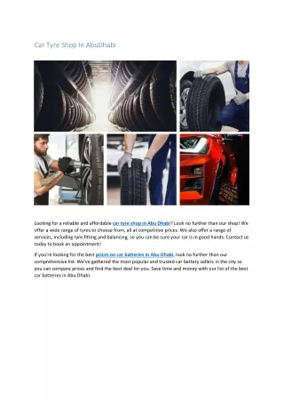 Car Tyres Shop In AbuDhabi