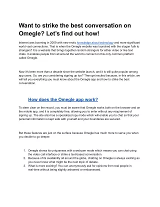 Want to strike the best conversation on Omegle? Let’s find out how!