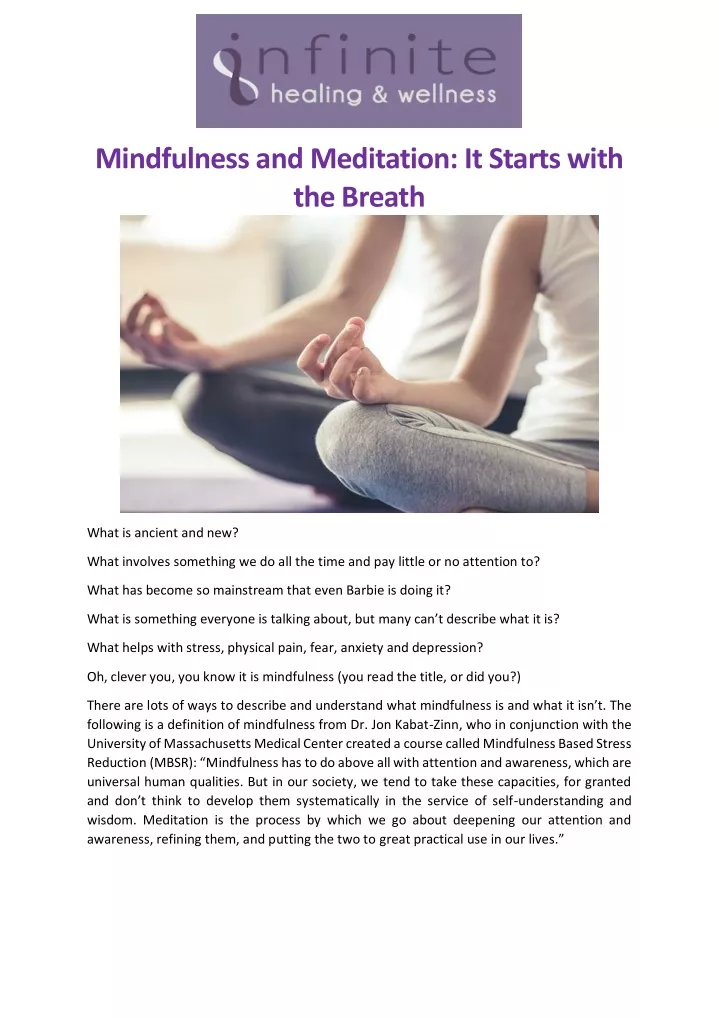 mindfulness and meditation it starts with
