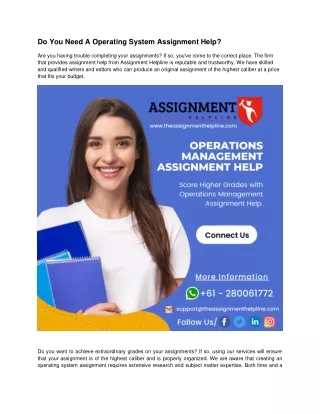 Do You Need A Operating System Assignment Help