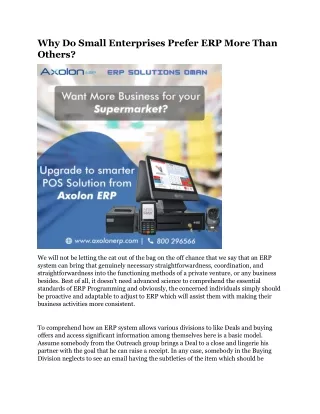why do small enterprises prefer erp more than