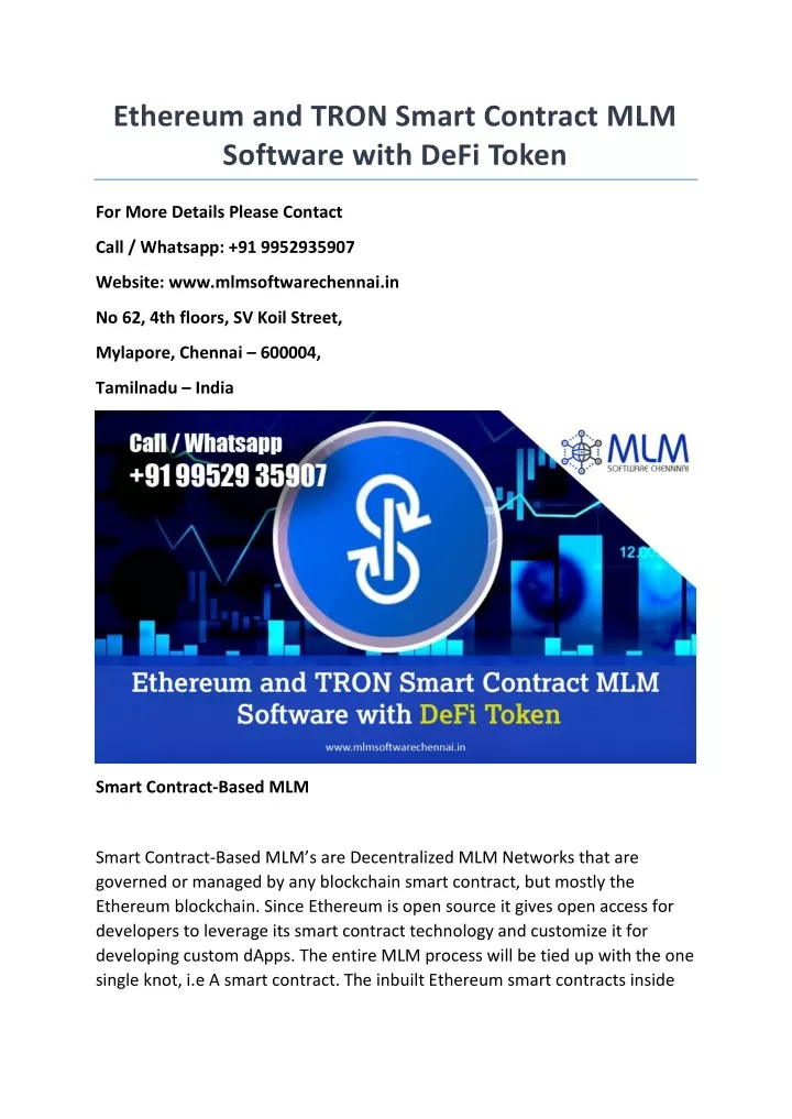 ethereum and tron smart contract mlm software