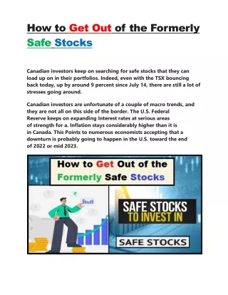 how to get out of the formerly safe stocks