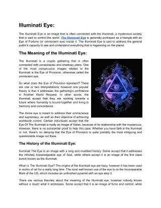 What Is The Illuminati Eye | Eye of Providence | The illuminaties