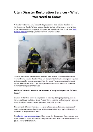 utah disaster restoration services what you need