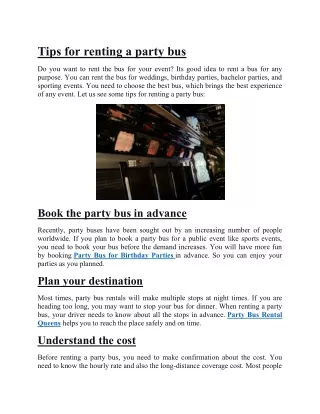 Tips for renting a party bus