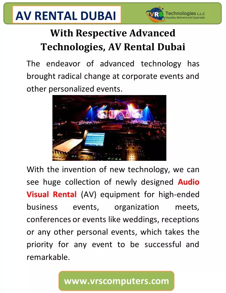 av rental dubai with respective advanced