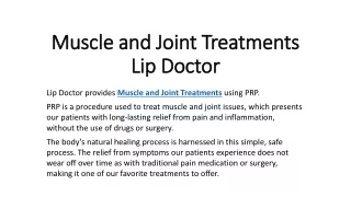 Muscle and Joint Treatments - Lip Doctor