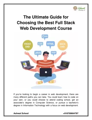 The Ultimate Guide for Choosing the Best Full Stack Web Development Course