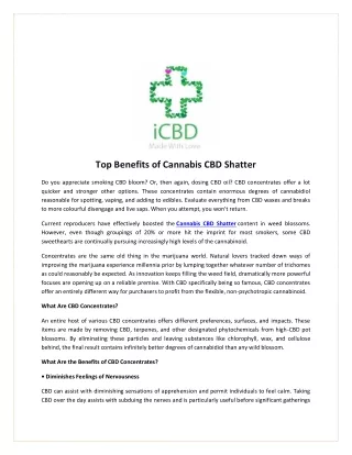 Top Benefits of Cannabis CBD Shatter