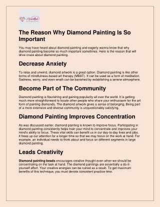 The Reason Why Diamond Painting Is So Important