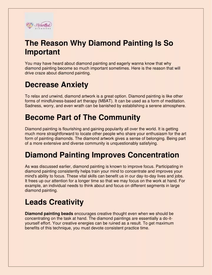 the reason why diamond painting is so important