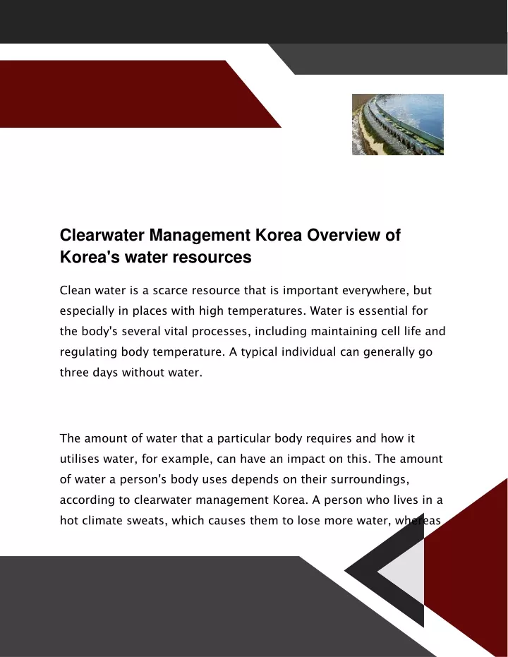 clearwater management korea overview of korea